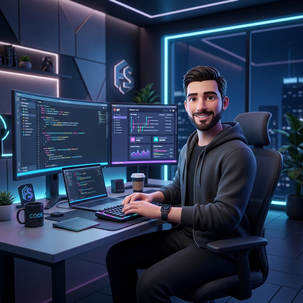 Naeem - Professional Full-Stack Developer Illustration